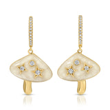 Enamel Mushroom Huggie with Diamonds Huggie Earrings Roseark Deux