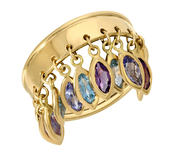 Dangle Ring in Azure Statement Christina Magdolna Jewelry   