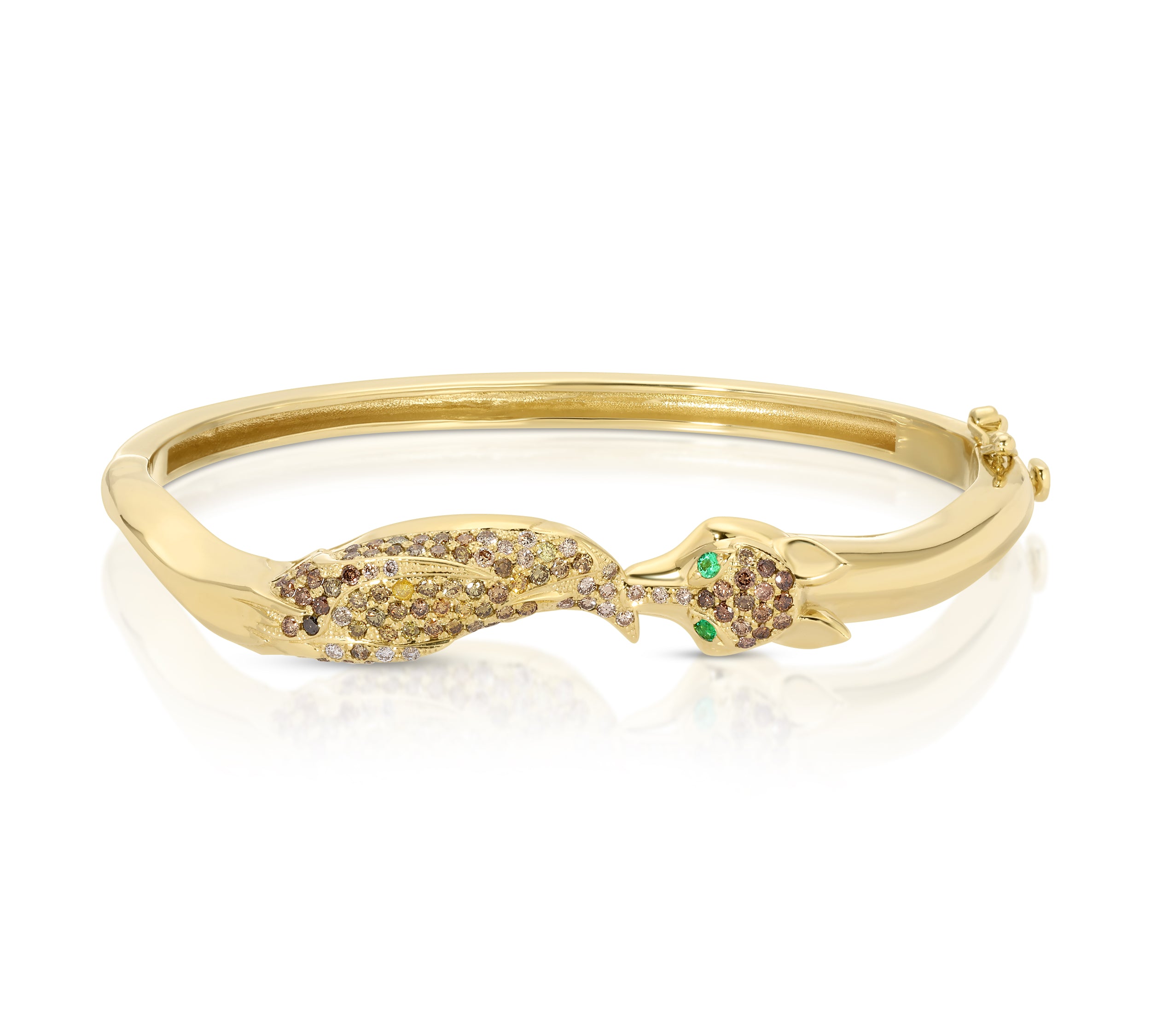 Diamond Fox Cuff with Emerald Eyes Bangle Roseark