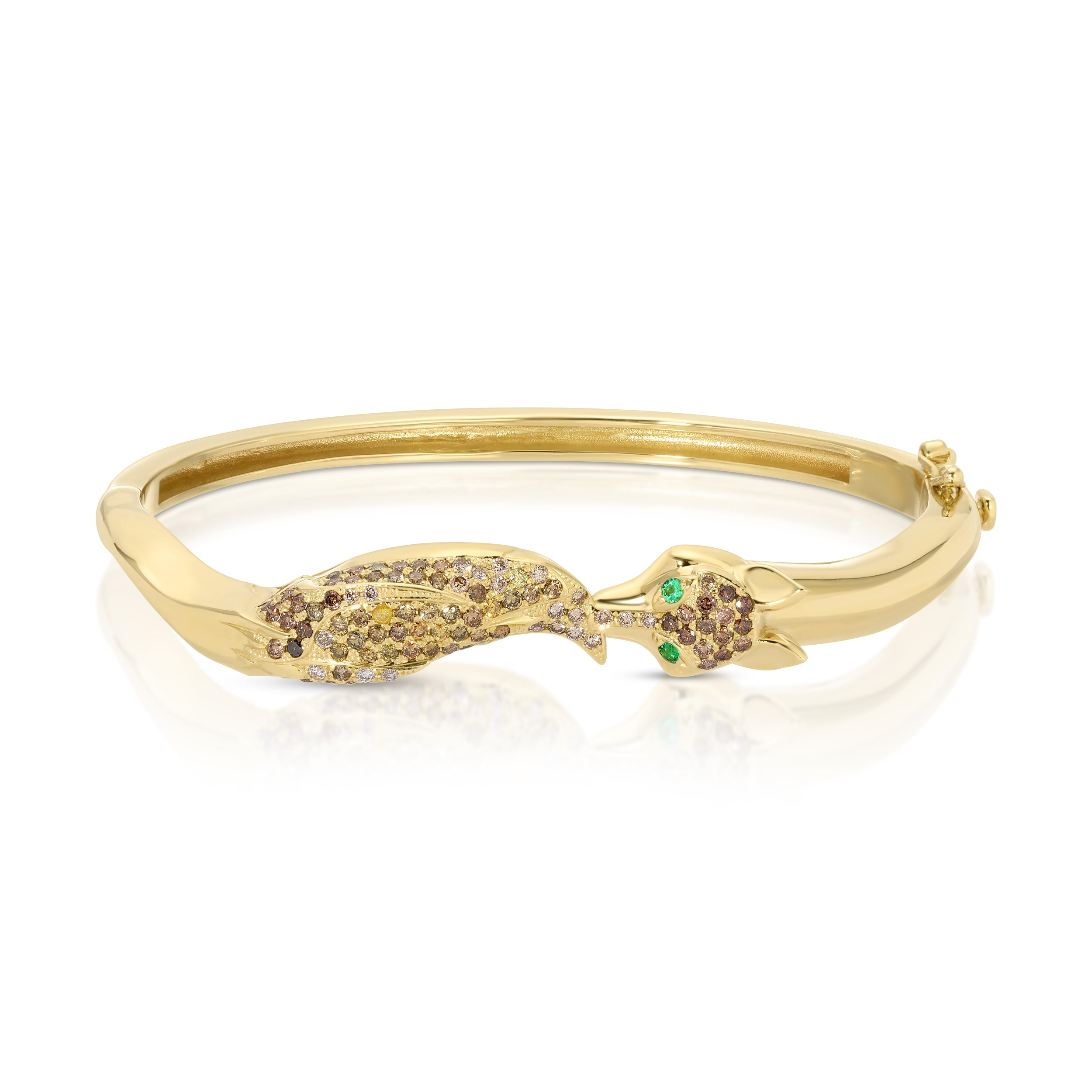 Diamond Fox Cuff with Emerald Eyes Bangle Roseark