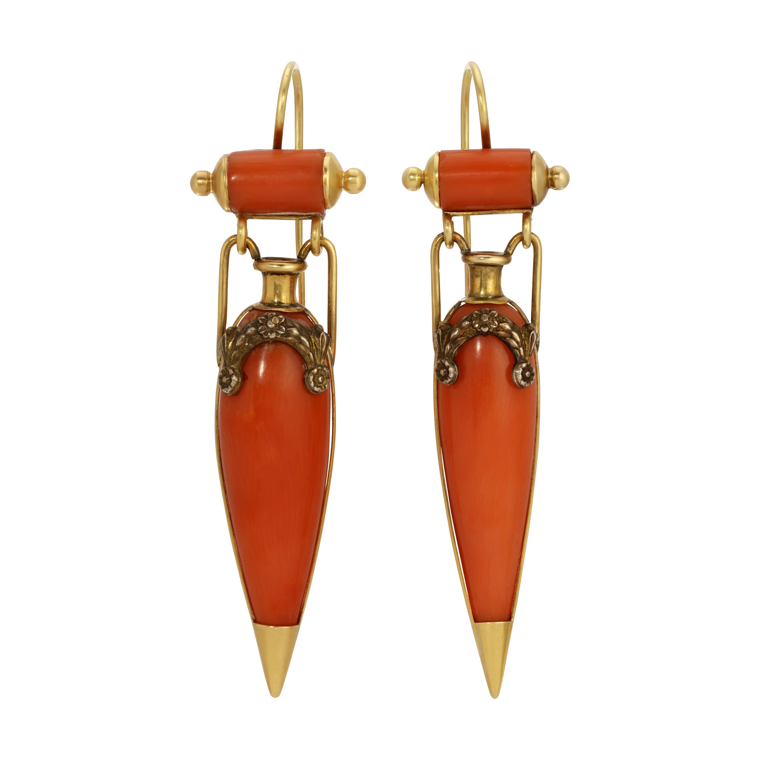 1900s Coral Edwardian Earrings Drop Earrings Roseark Vintage