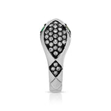 Engraved Diamond Snake Huggie with Emerald Eyes Huggie Earrings Roseark Deux