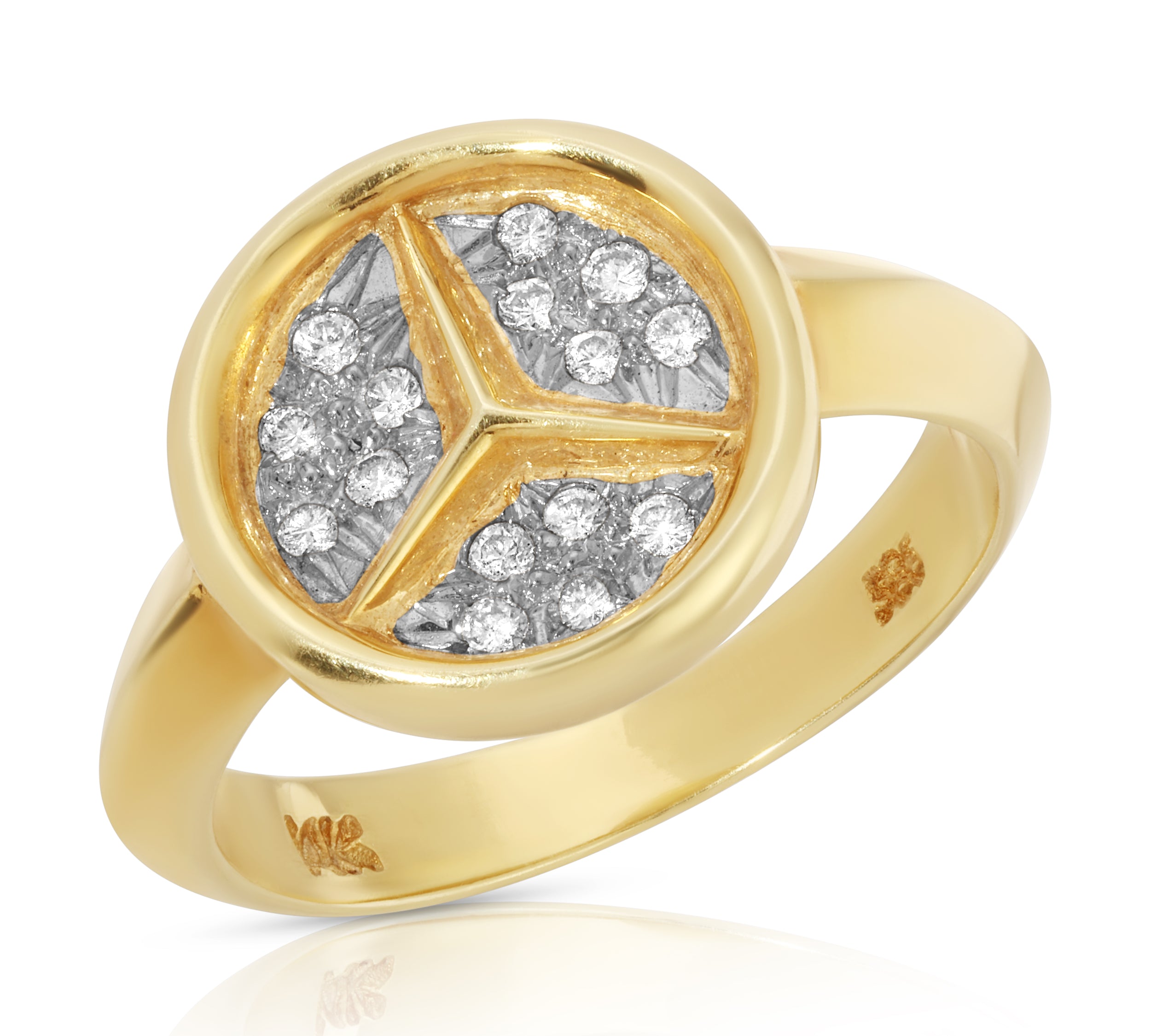 Vintage 1980s "Mercedes" Symbol Ring Signet Ring Roseark Vintage