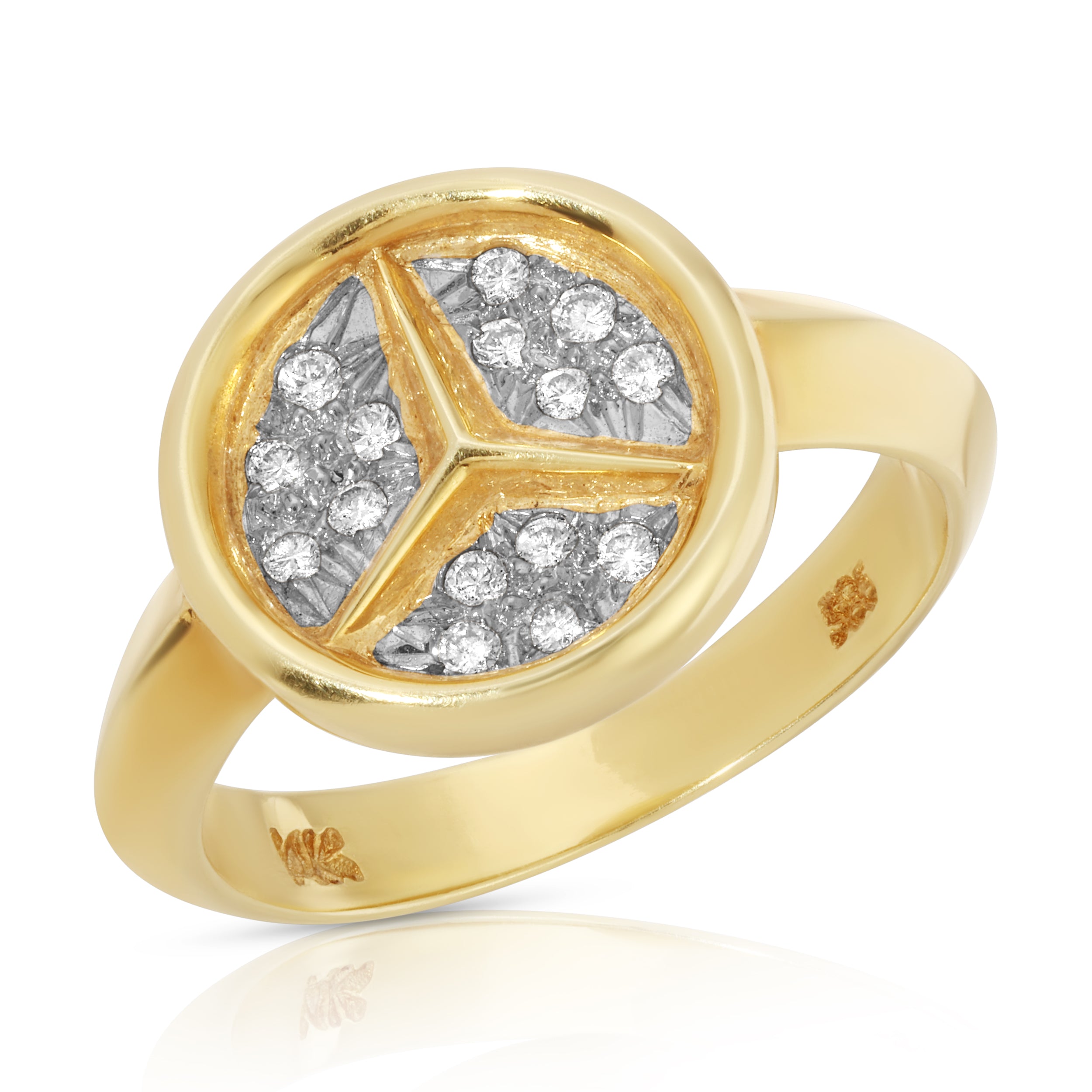 Vintage 1980s "Mercedes" Symbol Ring Signet Ring Roseark Vintage