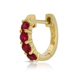 4-Stone Ruby Huggie Huggie Earrings Roseark Deux Single