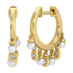 Pearl Diamond Dangle Huggie Huggie Earrings Roseark Deux Pair