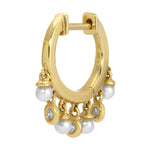 Pearl Diamond Dangle Huggie Huggie Earrings Roseark Deux Single