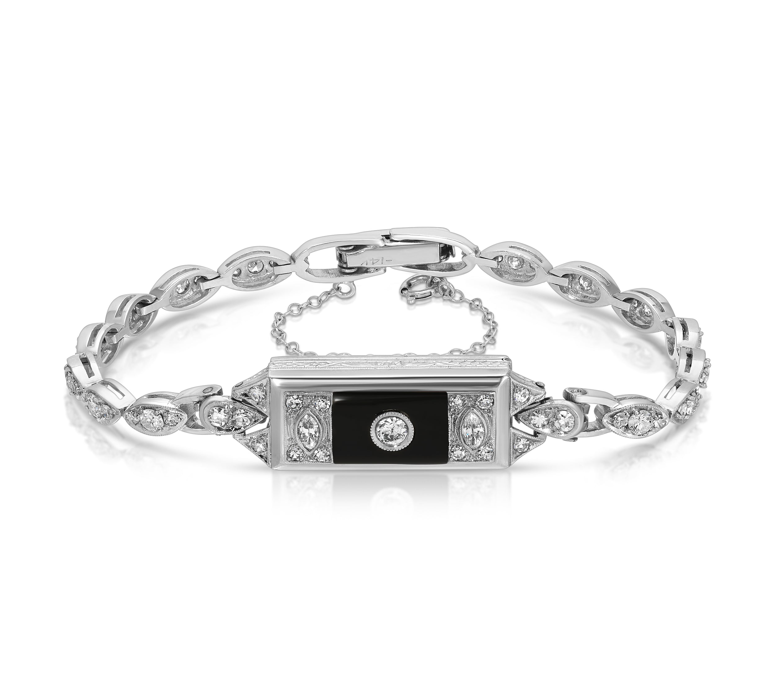 1940s Estate Diamond Onyx Bracelet Bracelet Roseark Vintage