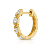 Inset Baguette Diamond Huggie Huggie Earrings Roseark Deux Single
