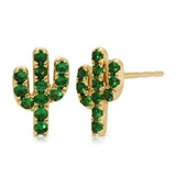Mini Emerald Cactus Stud Stud Earrings Roseark Deux Pair