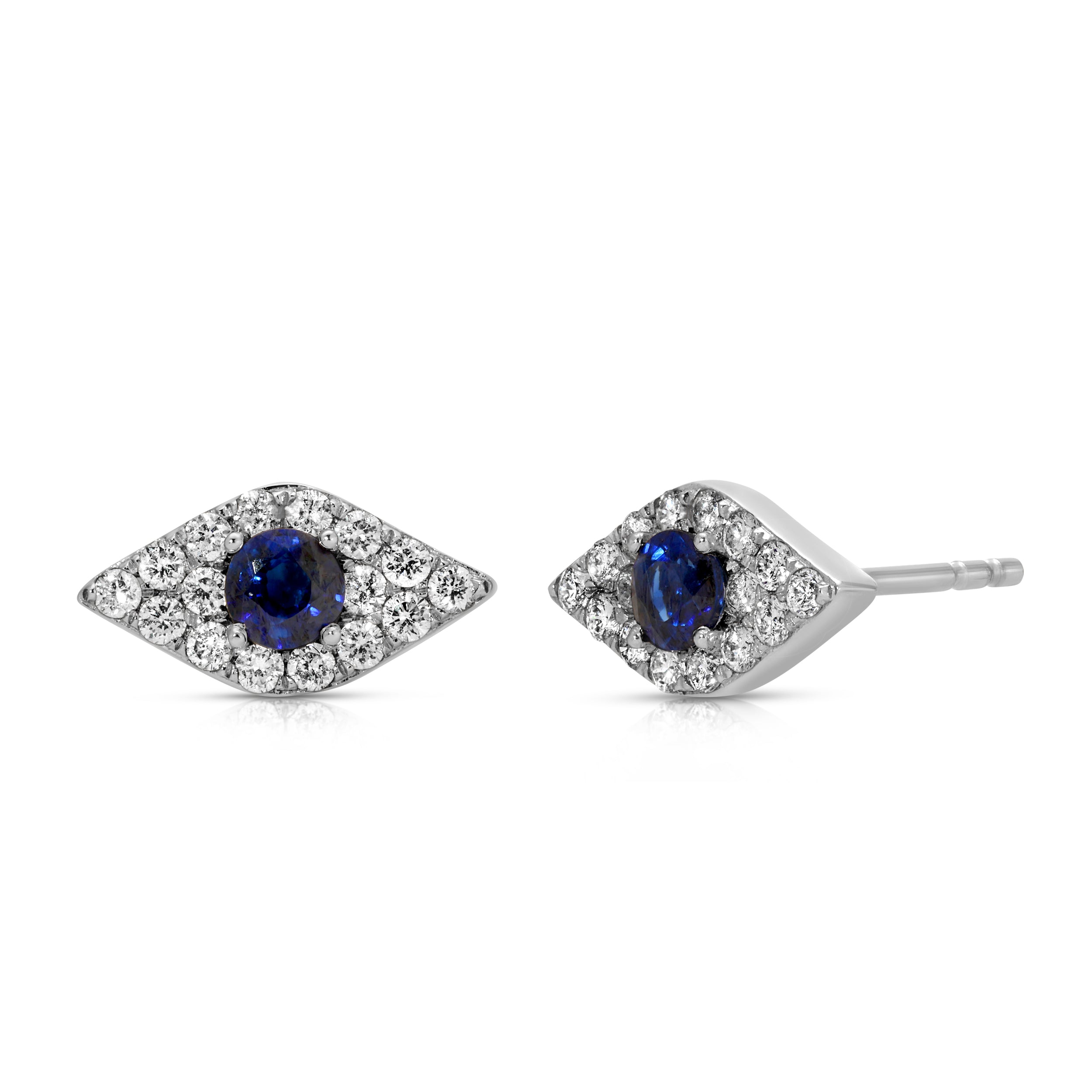 Pave Diamond Sapphire Eye Stud Stud Earrings Roseark Deux Pair