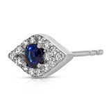 Pave Diamond Sapphire Eye Stud Stud Earrings Roseark Deux Single