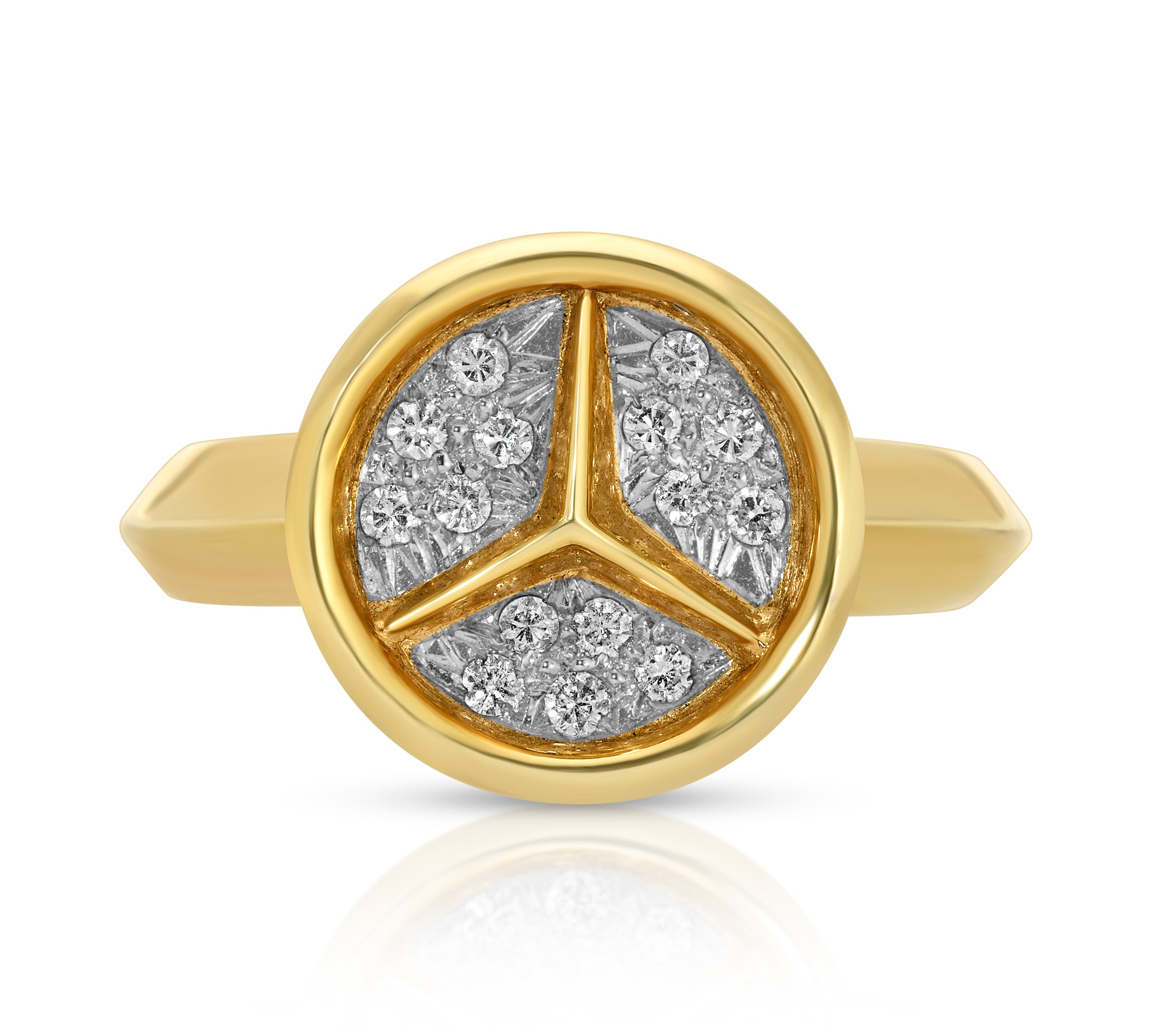 Vintage 1980s "Mercedes" Symbol Ring Signet Ring Roseark Vintage