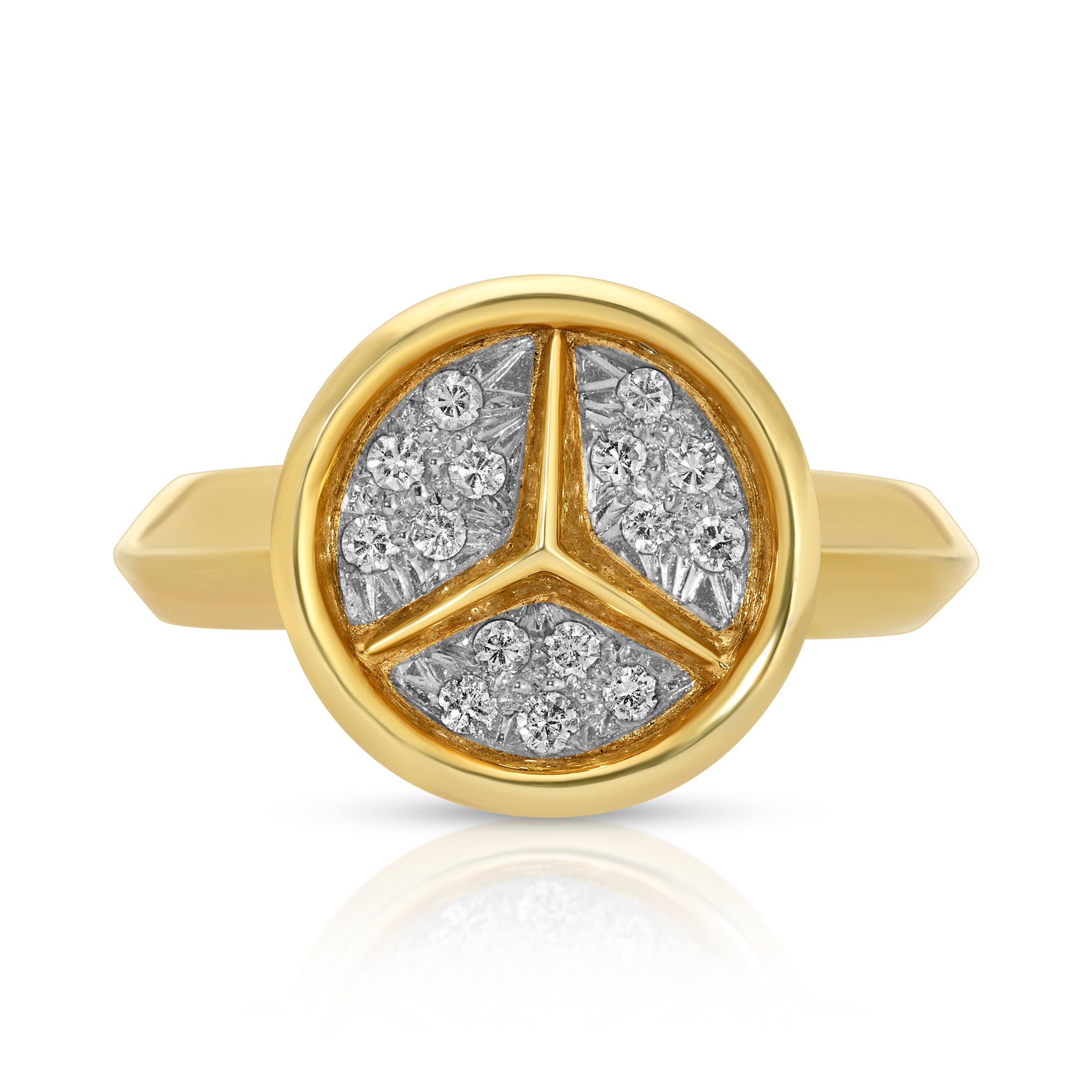 Vintage 1980s "Mercedes" Symbol Ring Signet Ring Roseark Vintage