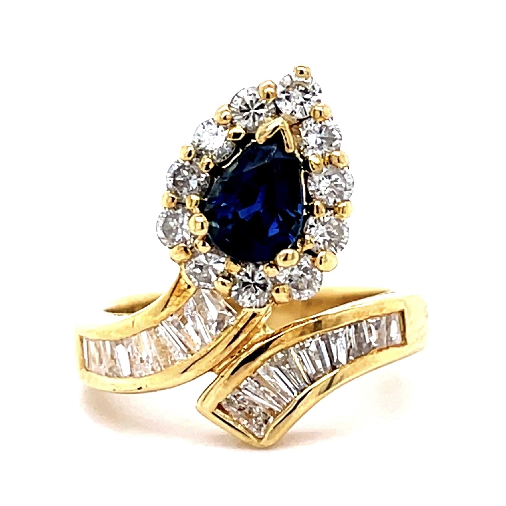 Sapphire Round Baguette Diamond Serpent Ring Statement Ring Roseark Vintage
