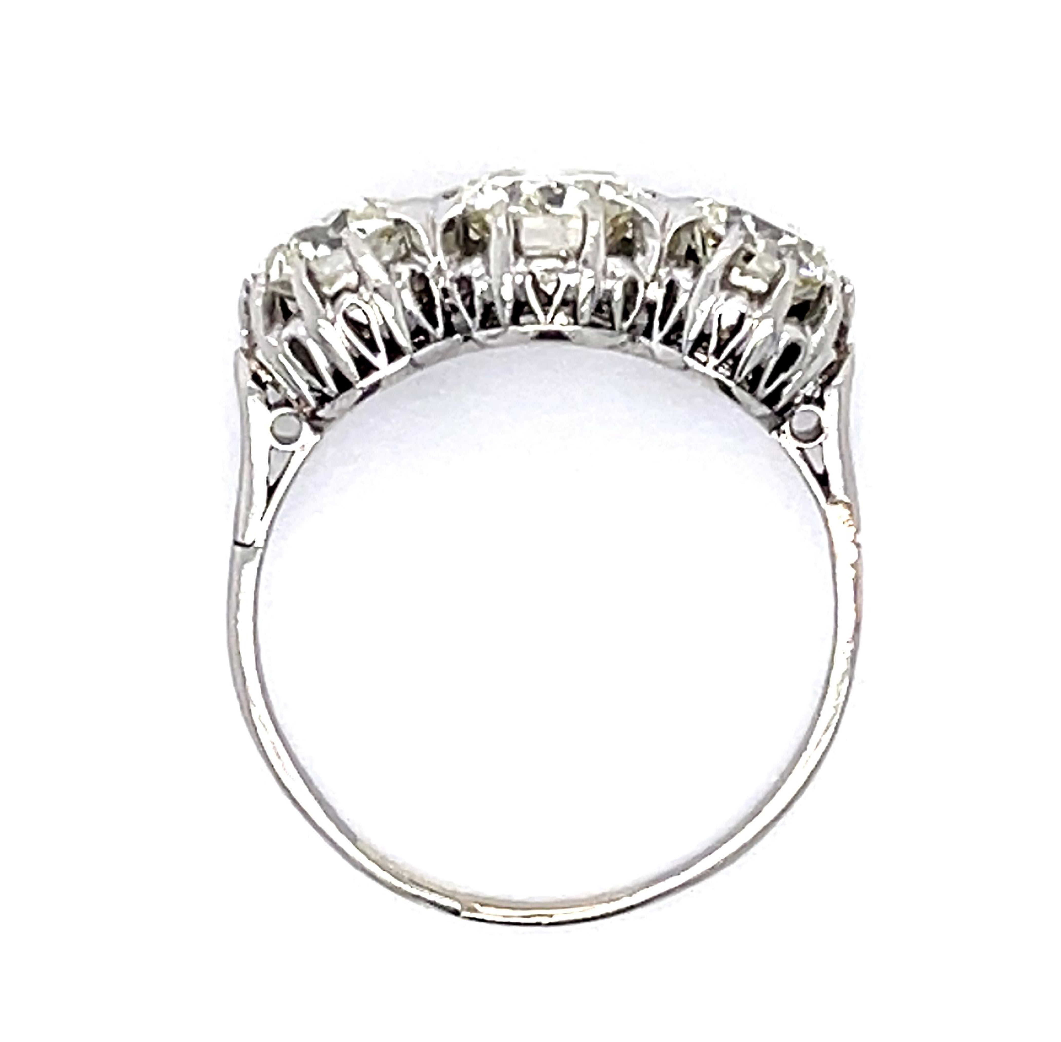 Art Deco European Three-Diamond Ring Statement Ring Roseark Vintage