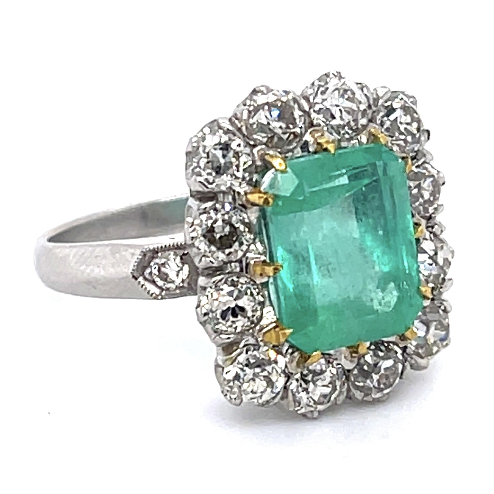 Emerald Old European Handmade Ring Statement Ring Roseark Vintage