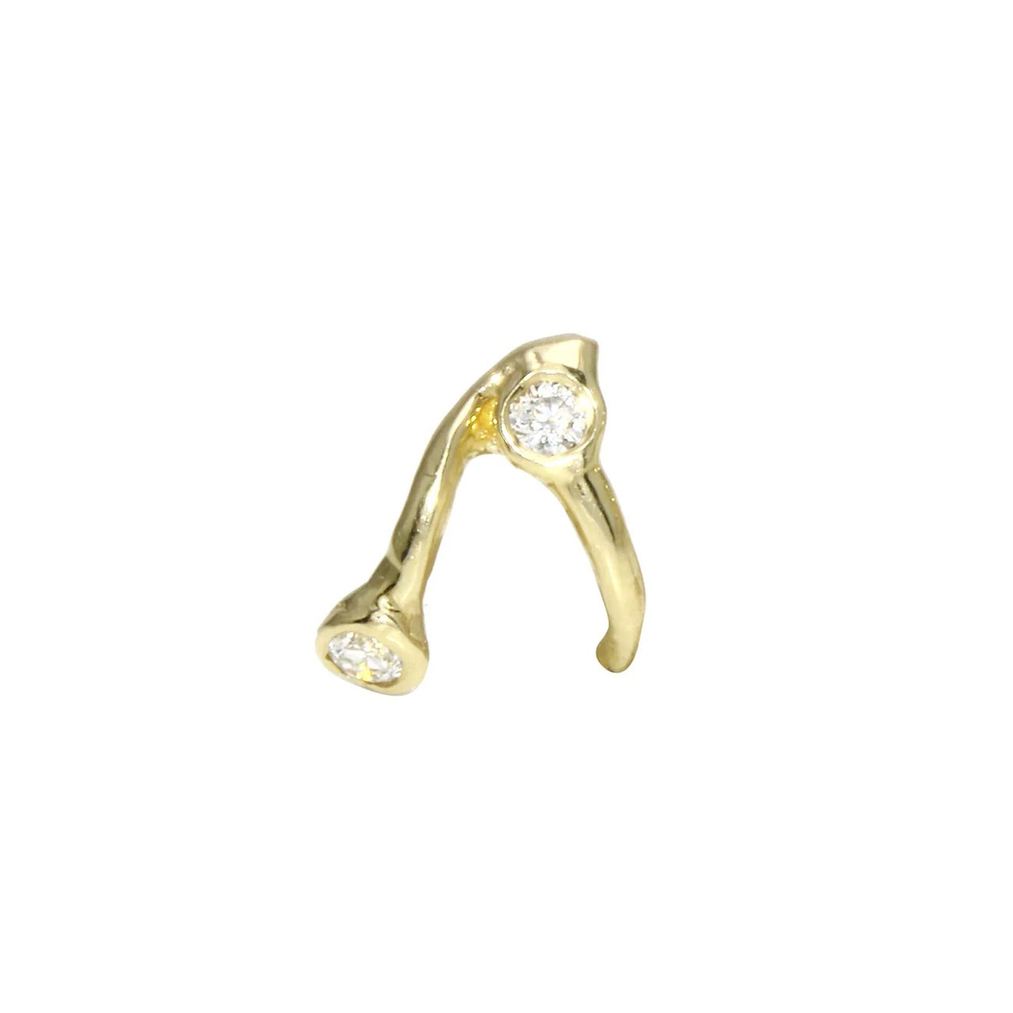 Split Half Hoop w/ Diamond Accents Stud Earrings Jaine K Designs Single