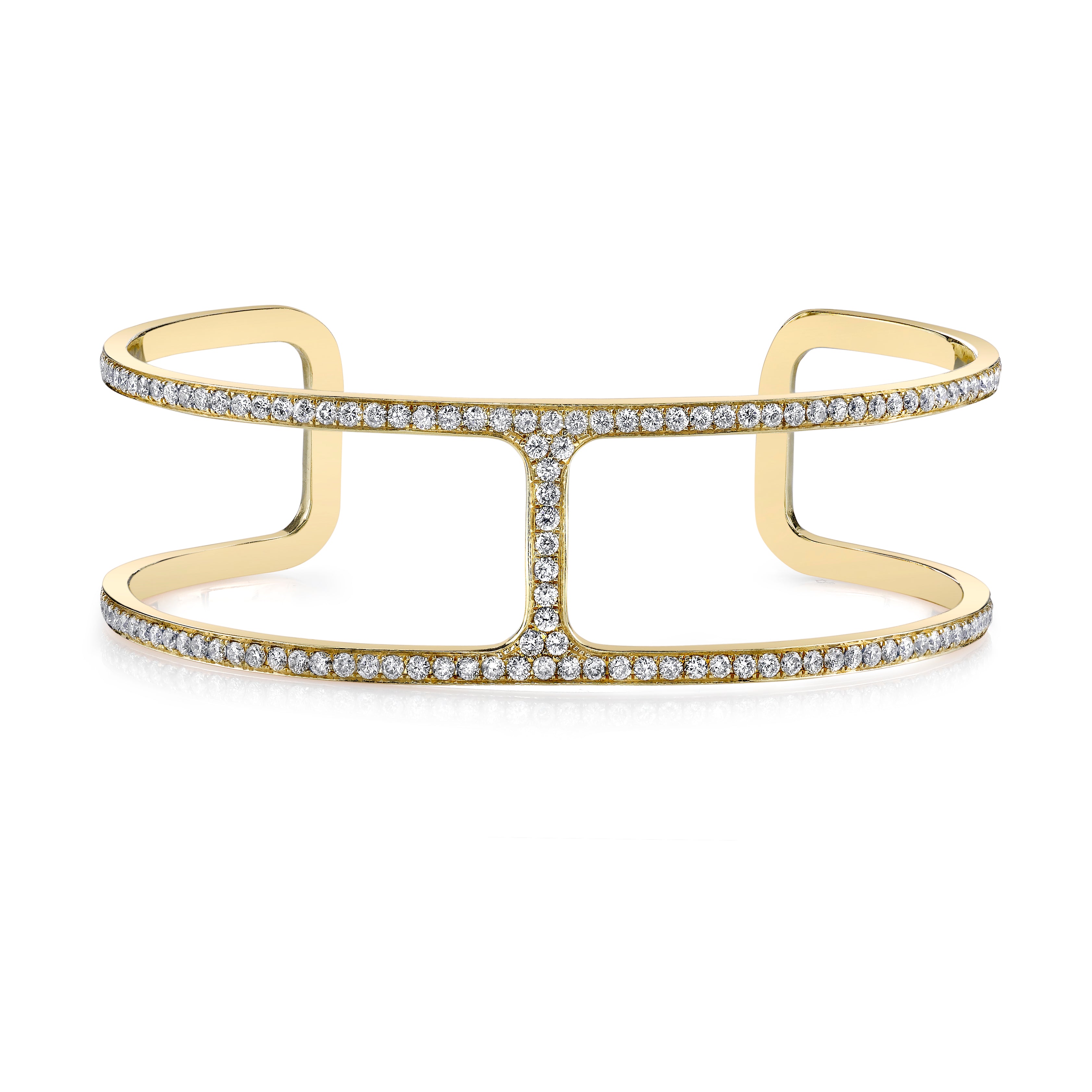 Diamond T-Cuff, Small Cuff Bracelet Karma El-Khalil Yellow Gold