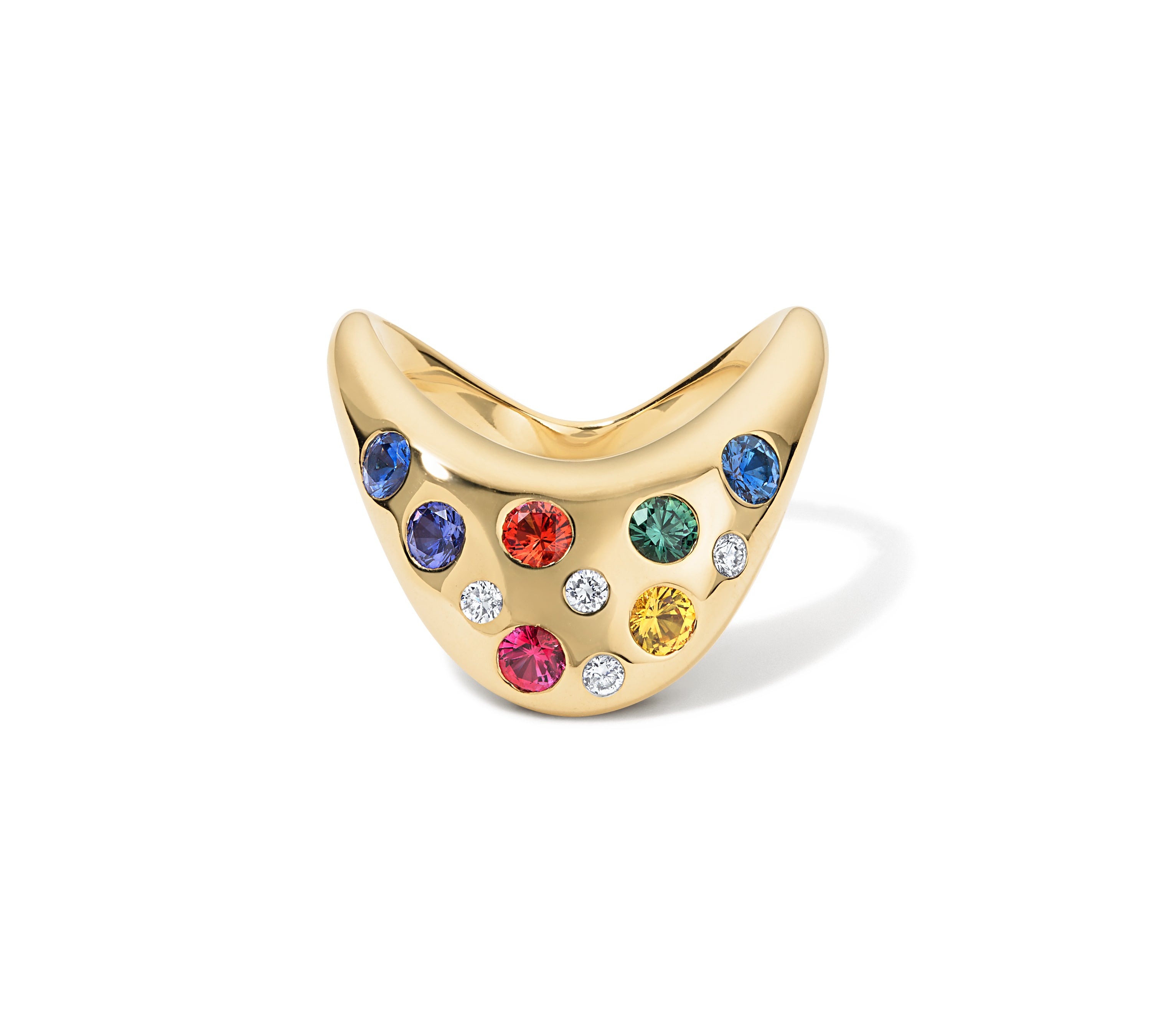 Big Zaha Rainbow Sapphire Diamond Ring Statement Ring Zahn-Z