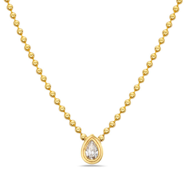 Pear-shape Double-Bezel Diamond Pendant Necklace Roseark Deux
