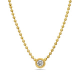 Round Double-Bezel Diamond Pendant Necklace Roseark Deux