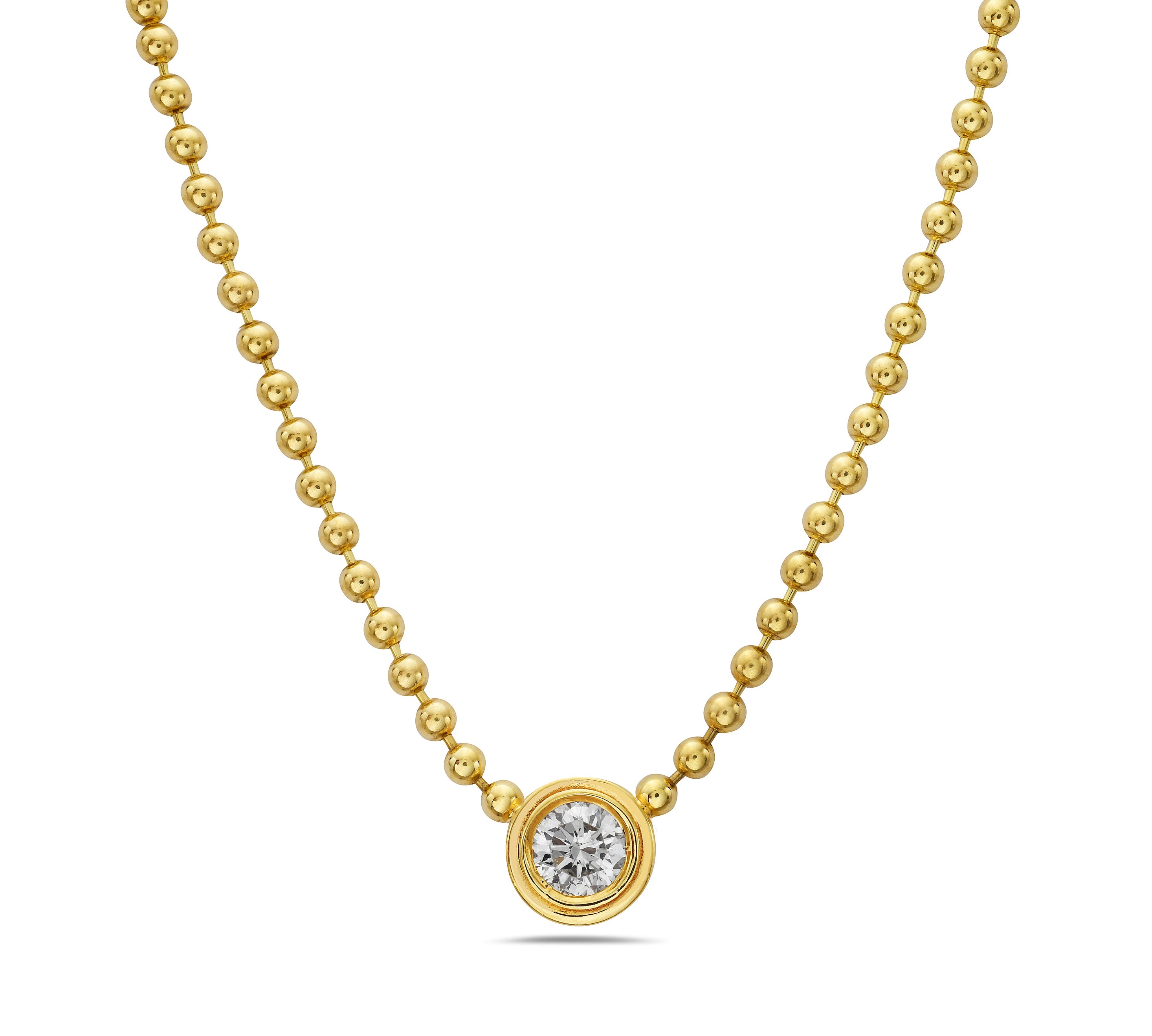 Round Double-Bezel Diamond Pendant Necklace Roseark Deux
