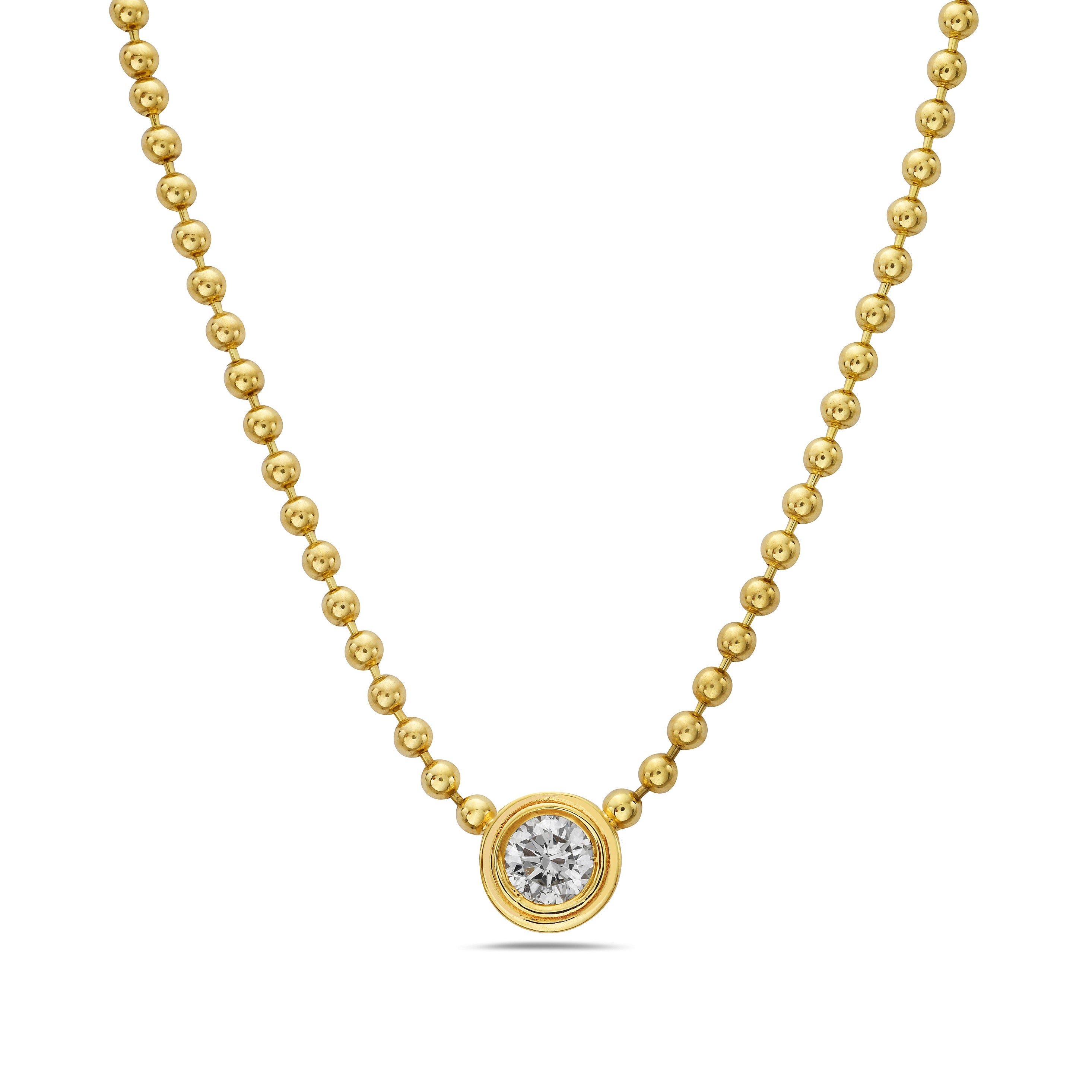 Round Double-Bezel Diamond Pendant Necklace Roseark Deux