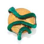 Snake Wrapped Gold Coin with Diamonds Pendant Stones of Character
