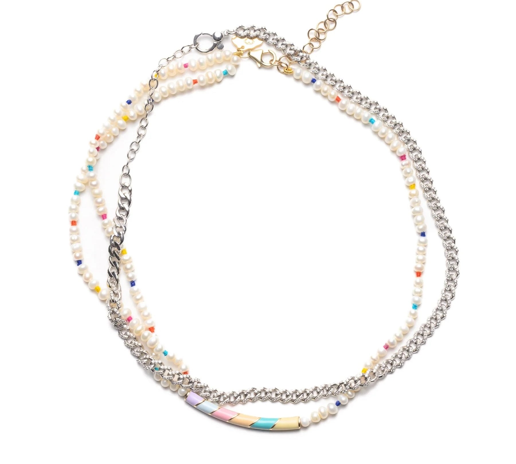 Pastel Candy Stick Asymmetrical Pearl Choker Beaded Necklace The Finest Stack