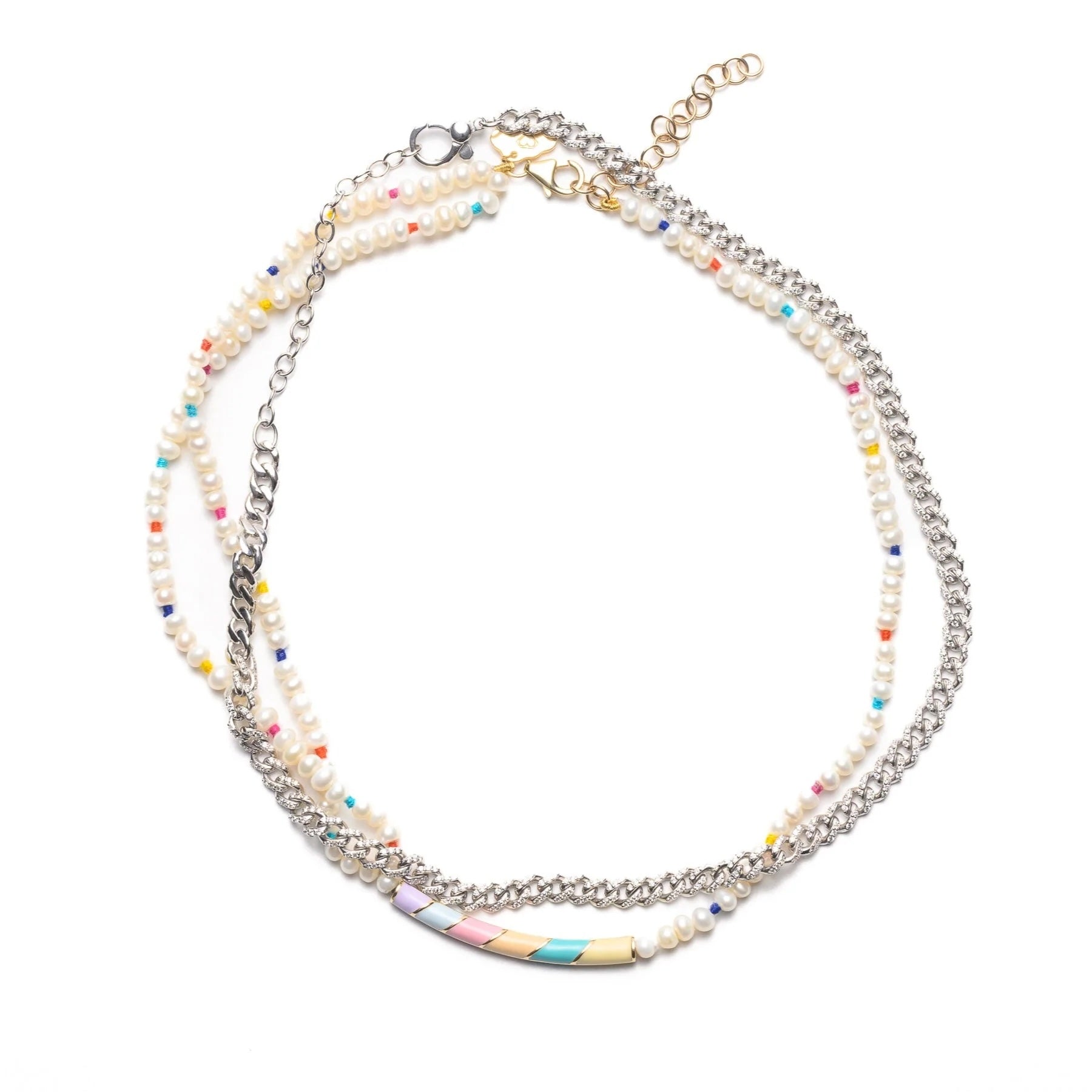 Pastel Candy Stick Asymmetrical Pearl Choker Beaded Necklace The Finest Stack