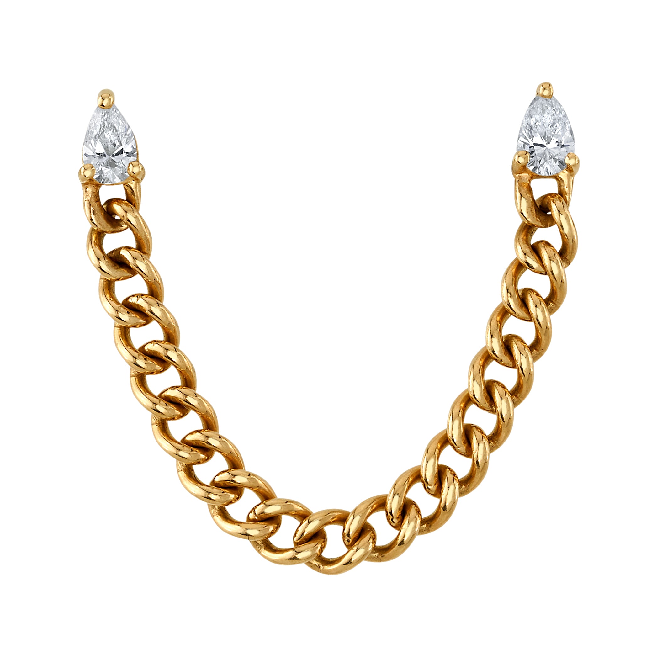 Cuban-Link Double-Pierce Diamond Earring Drop Earrings Roseark Deux