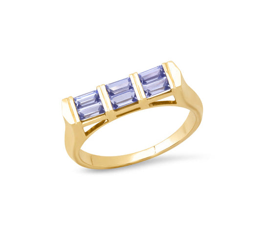 Double Baguette Stackable Tanzanite Ring Stack Helena Rose Jewelry   