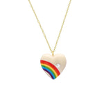 Vintage Acrylic Heart Necklace with Diamond Pendant Necklace Elisabeth Bell Jewelry Small White