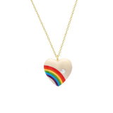 Vintage Acrylic Heart Necklace with Diamond Pendant Necklace Elisabeth Bell Jewelry Small White