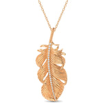 Large Feather Necklace Pendant Elisabeth Bell Jewelry Rose Gold  