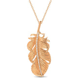 Large Feather Necklace Pendant Elisabeth Bell Jewelry Rose Gold  