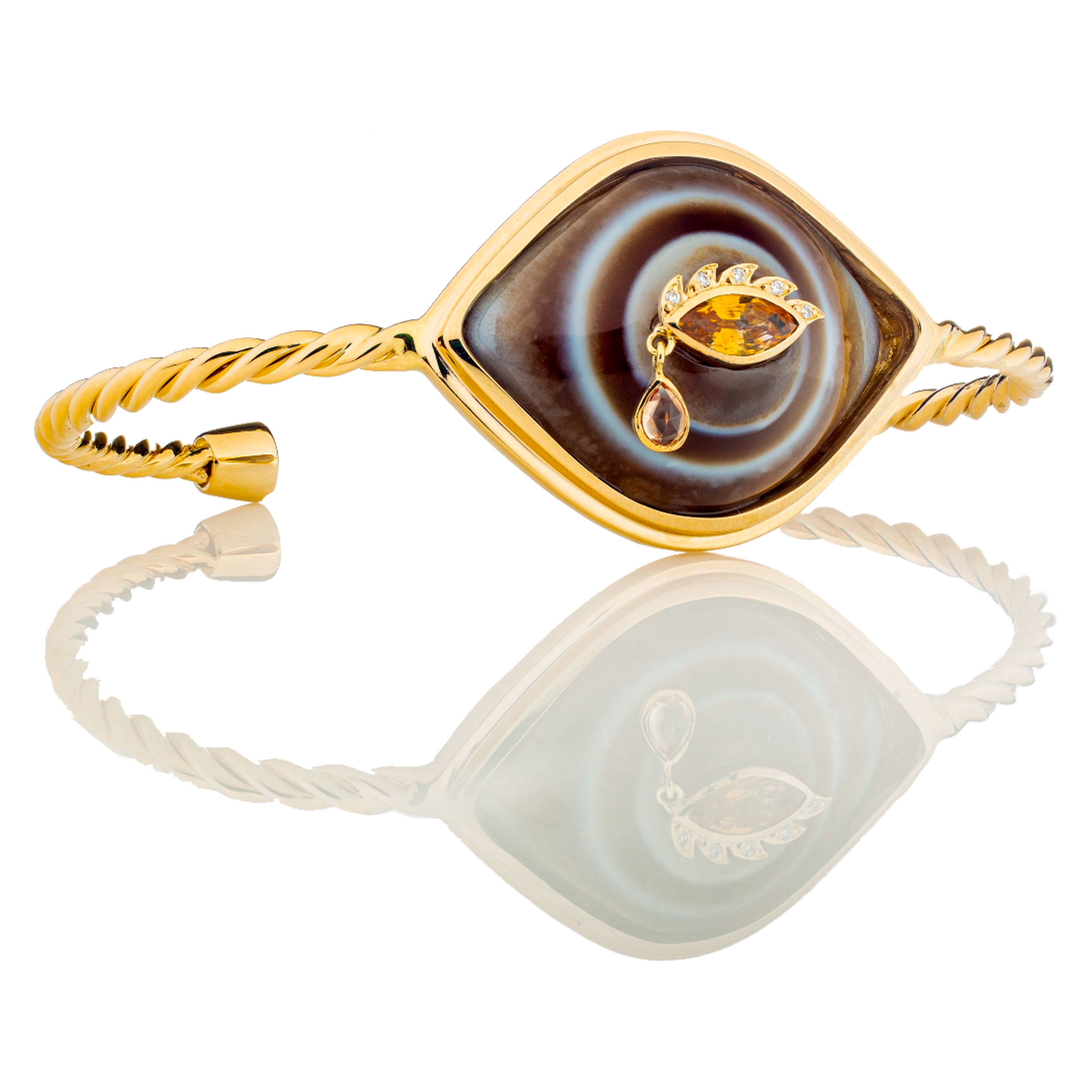 Suleiman Agate Twisted Bracelet Band Bangle Guita M