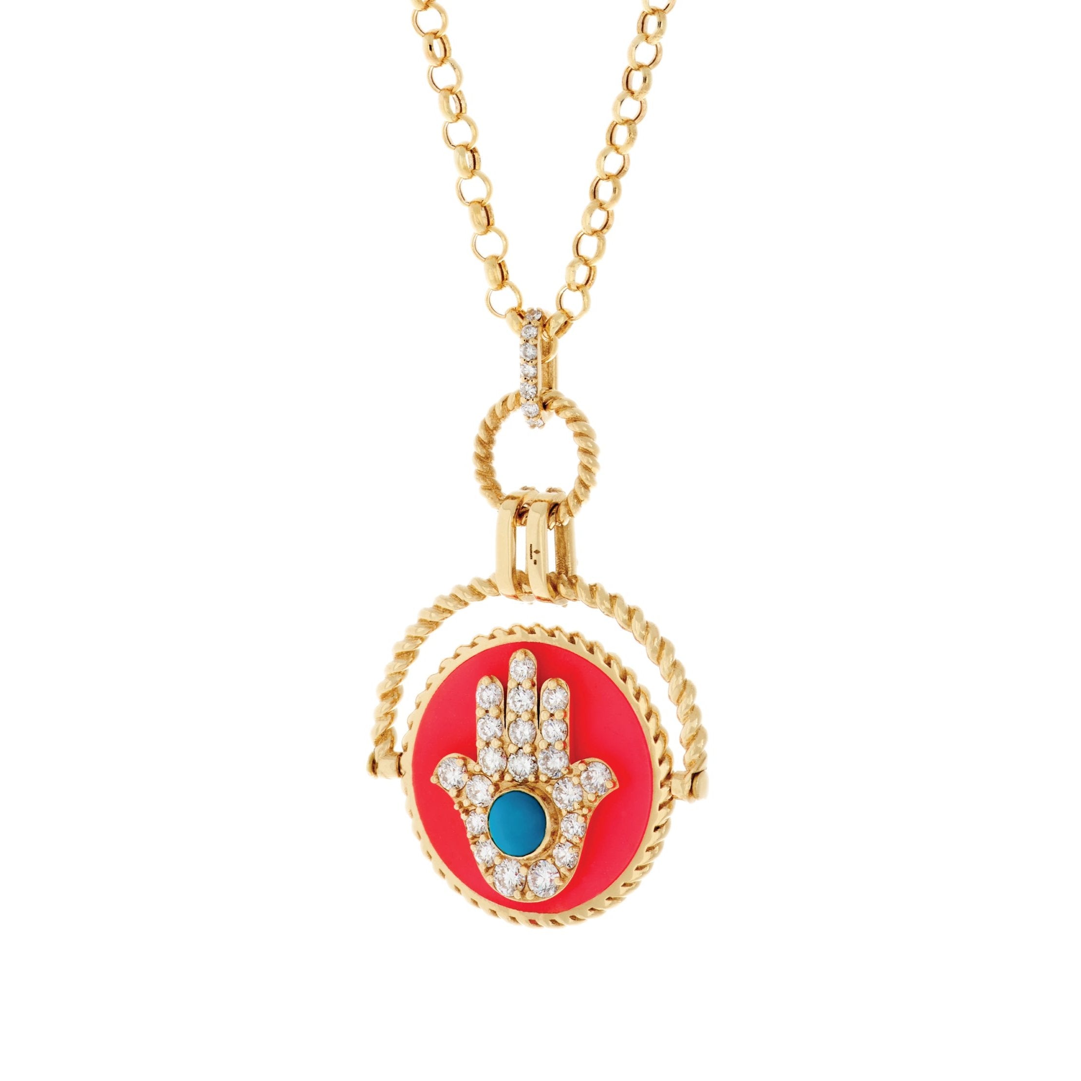 Double-Sided Hand of Fatima Star Necklace Pendant Necklace Falamank