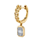 Chain Illusion Huggie with Baguette Diamond Huggie Earrings Roseark Deux Single