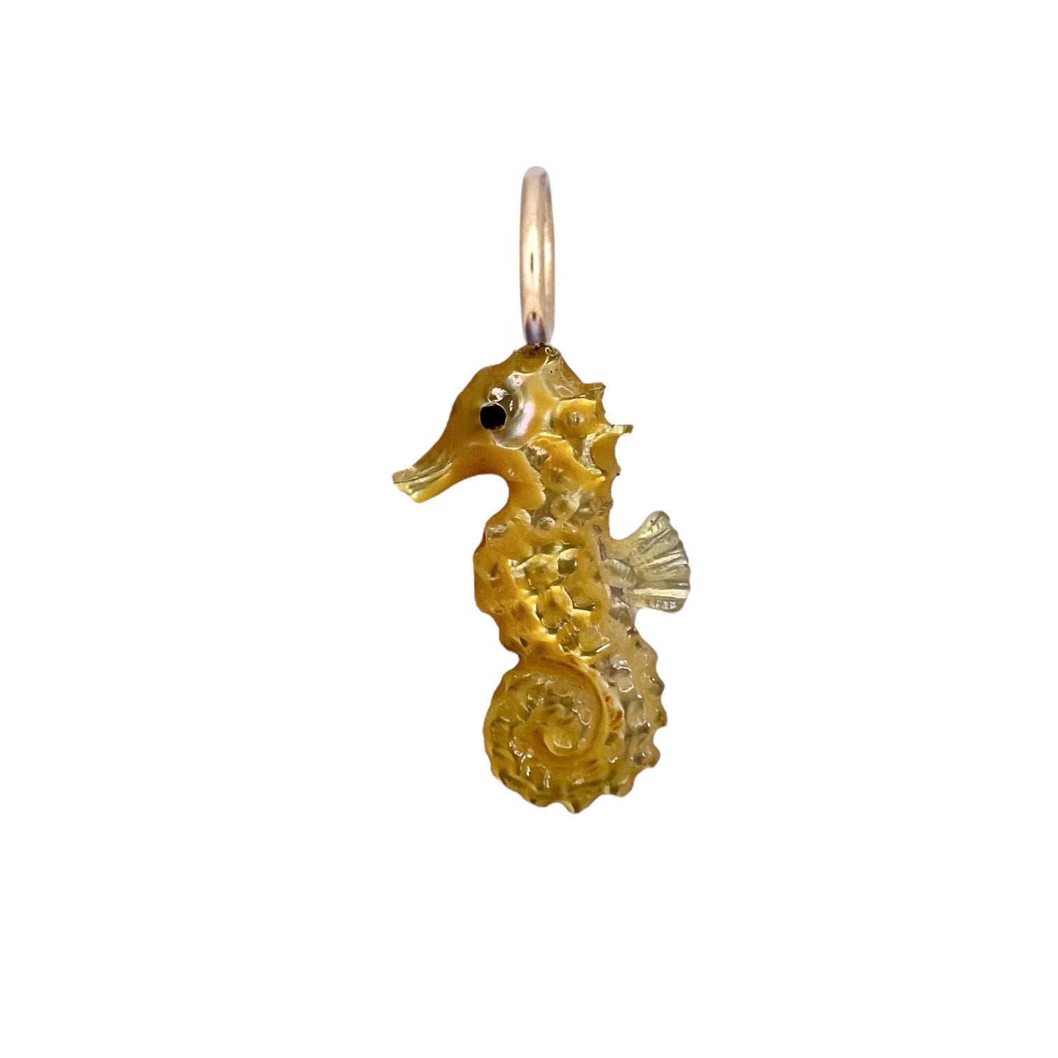 Pearl Seahorse Charm Charm Maura Green Gold Mother of Pearl