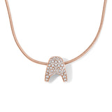 Petite ZAHA Pave Diamond Slider Charm Zahn-Z Rose gold On 1mm Snake Chain
