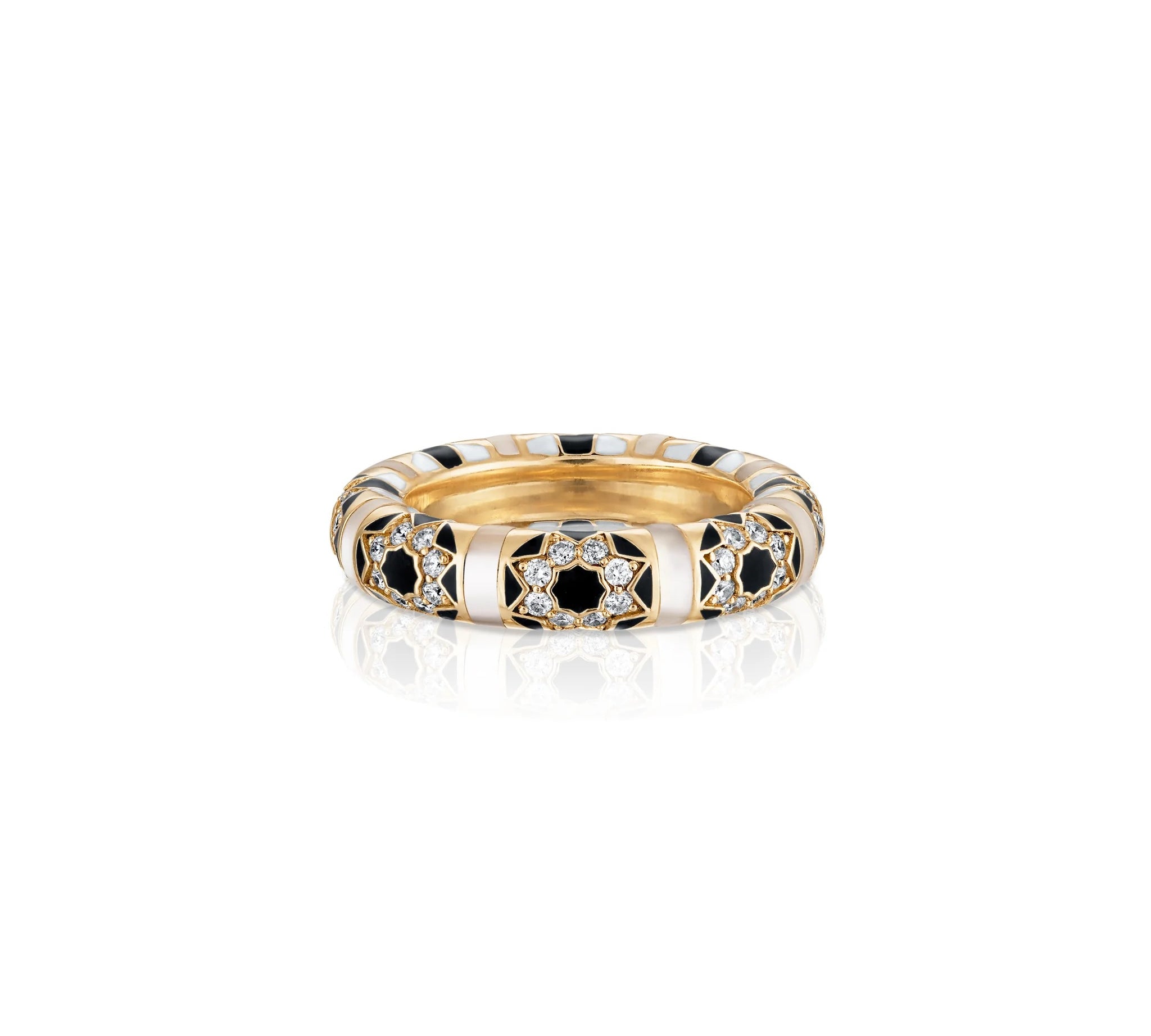 Sadaf Diamond Mosaic Rounded Band Band Ring Zahn-Z