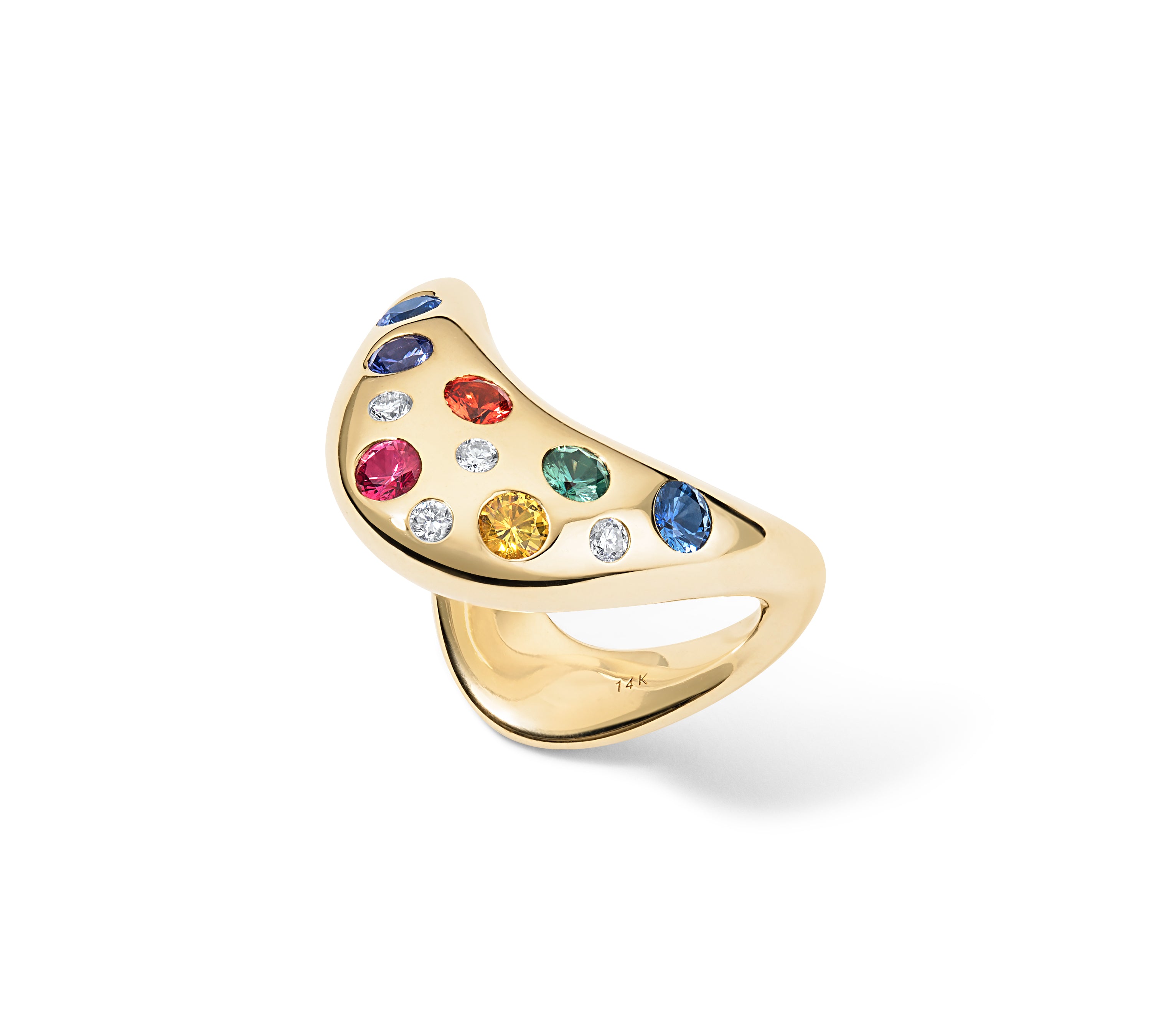 Big Zaha Rainbow Sapphire Diamond Ring Statement Ring Zahn-Z