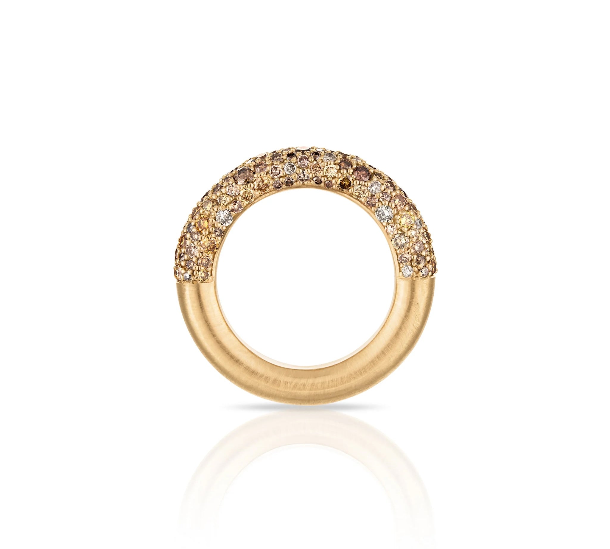 Sadaf Champagne Pave Rounded Band Band Ring Zahn-Z