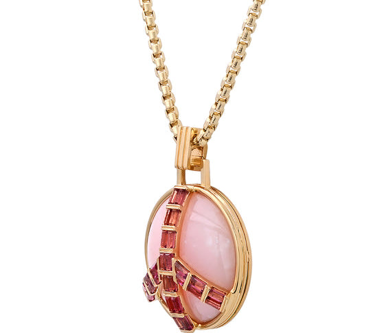 Midsize Peace Pendant in Pink Opal and Pink Tourmaline Pendant Helena Rose Jewelry   