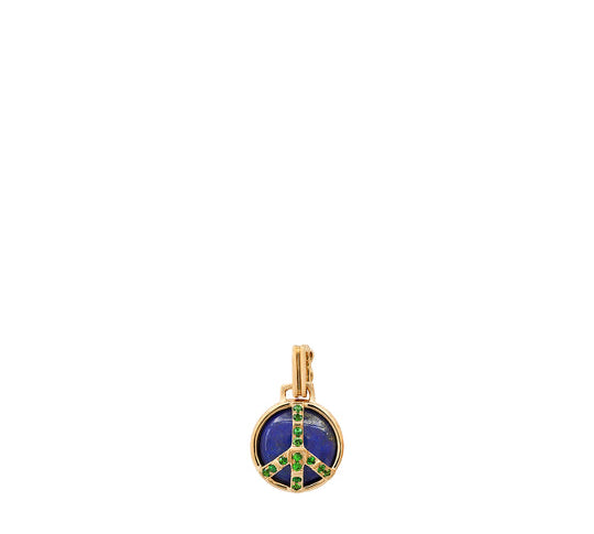Mini Peace Necklace in Lapis and Tsavorite Pendant Helena Rose Jewelry No Chain  