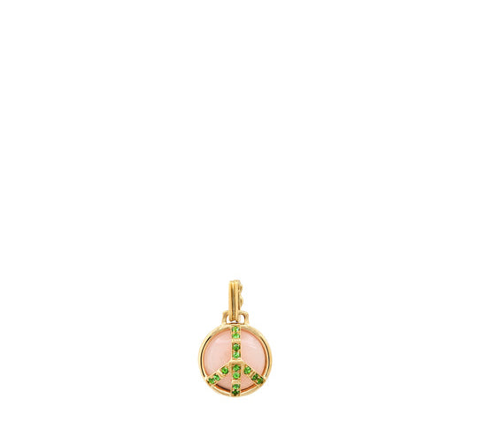 Mini Peace Pendant in Pink Opal and Tsavorite Pendant Helena Rose Jewelry No Chain  