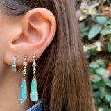 One of a Kind Australian Opal and Gold Diamond Bar Earrings Drop Earrings Jill Hoffmeister   