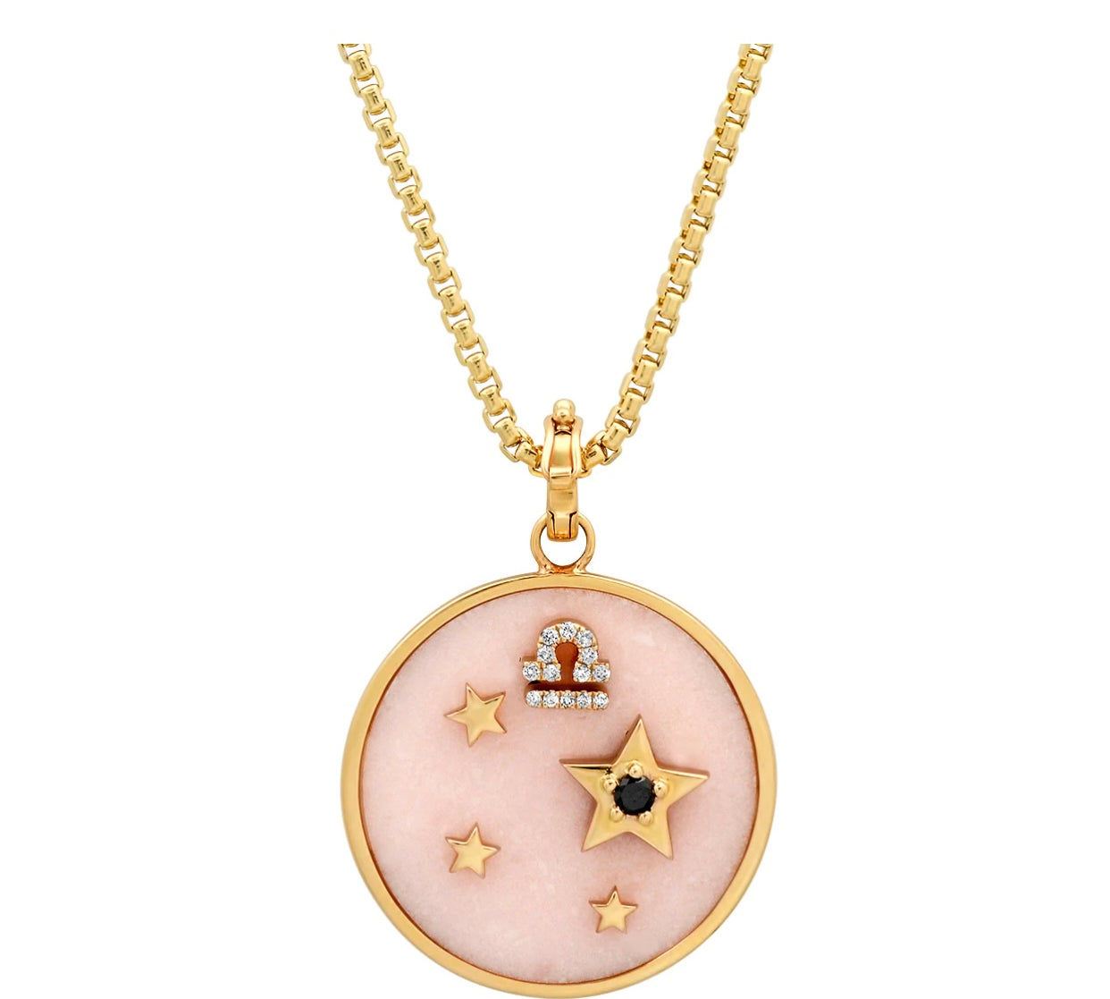 Large Pink Opal Zodiac Necklace Pendant Helena Rose Jewelry   